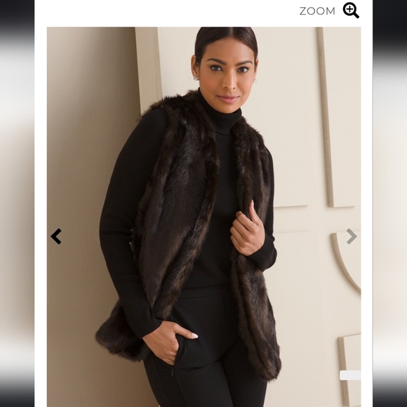 Chicos Brown Fur Vest , Size 1 - Picture 1 of 4